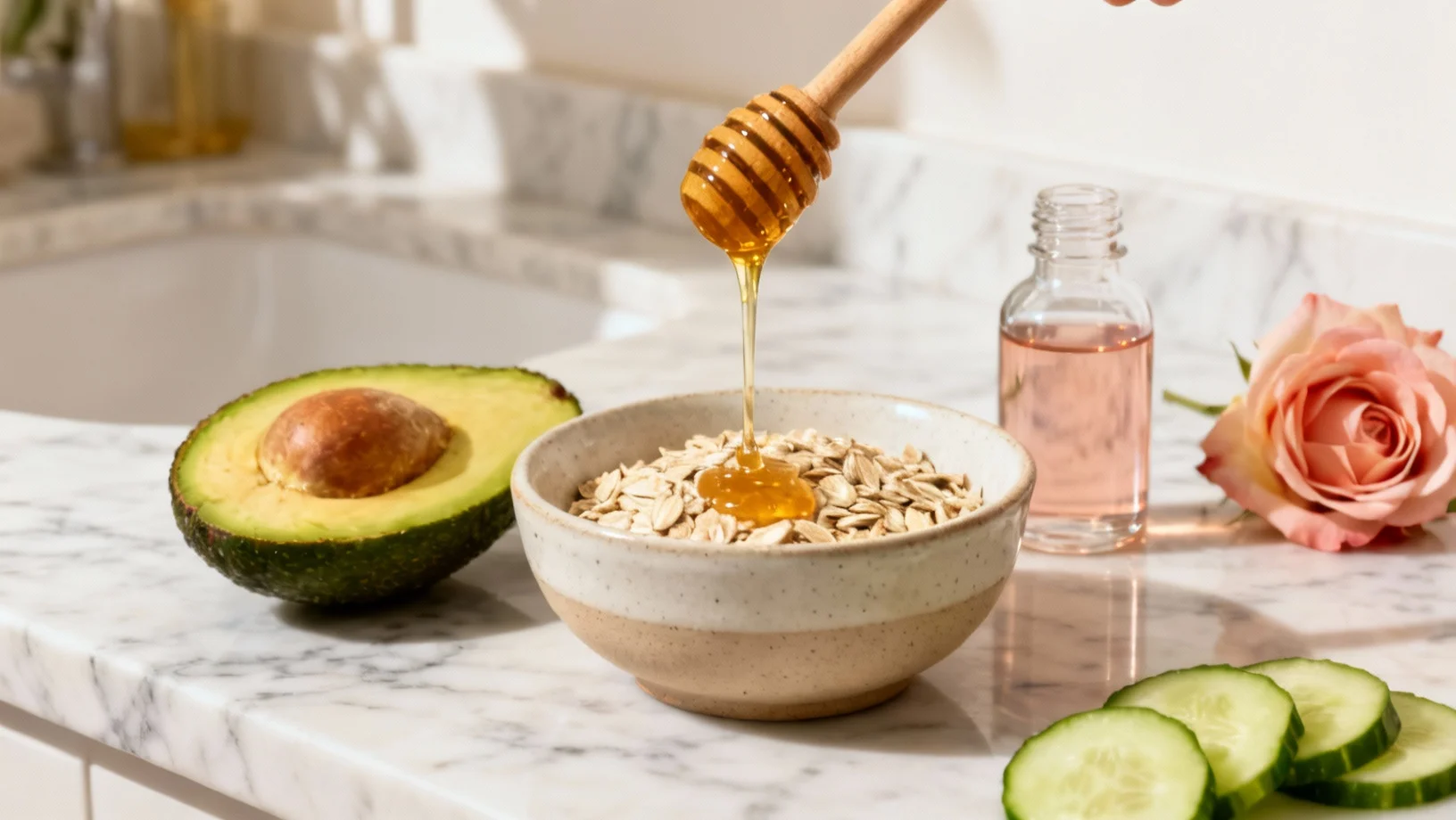 Fabriquez vos masques visage maison avec du miel, de l'avocat et des flocons d'avoine. Recettes simples, naturelles et efficaces.